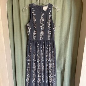 BHLDN Floral Embroidered Midi Dress